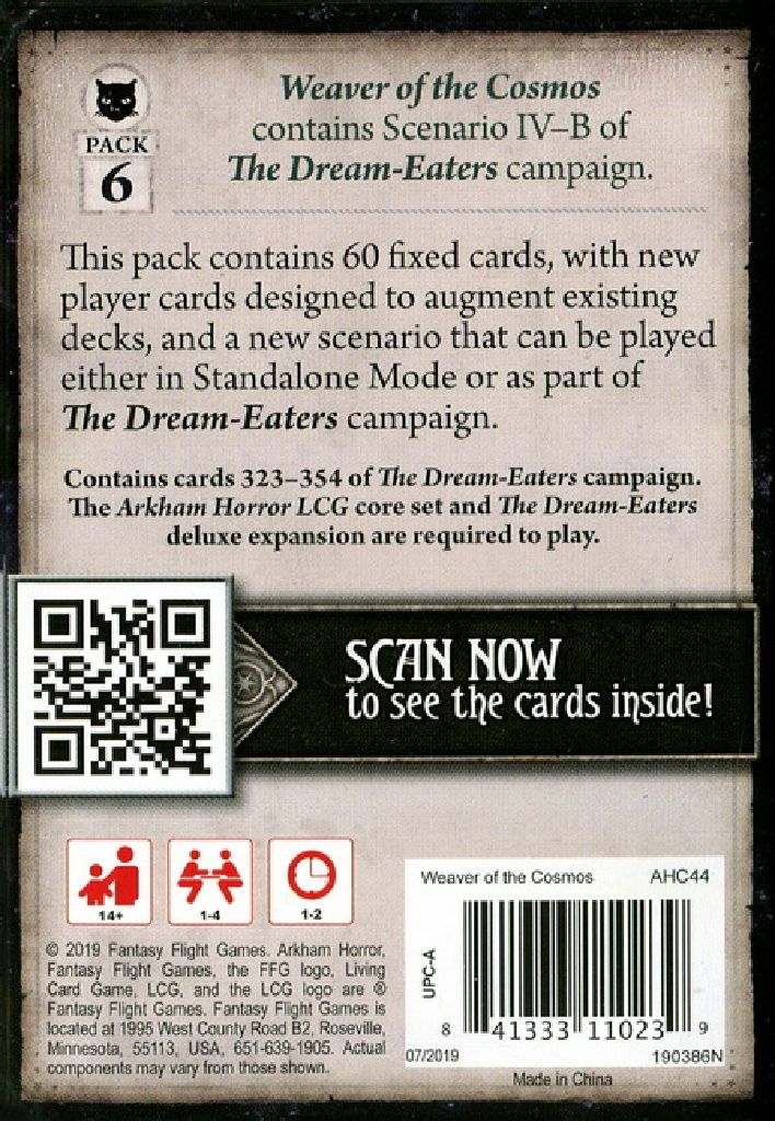Arkham Horror LCG: 6f - Weaver Of Thr Cosmos - Mythos Pack 6  (1-4) board game collectible - Main Image 2