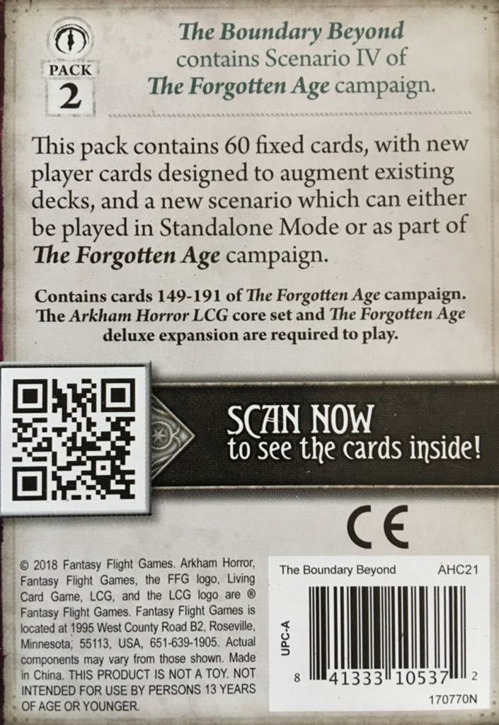 Arkham Horror: The Card Game - The Boundary Beyond  board game collectible [Barcode 841333105372] - Main Image 2