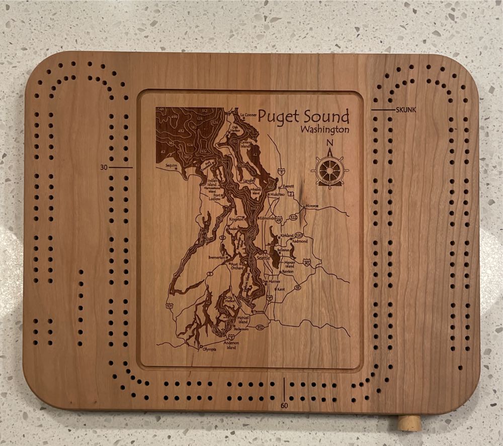 Lake Art, LLC Puget Sound Cribbage Board  (2 Continuous Track) board game collectible - Main Image 1