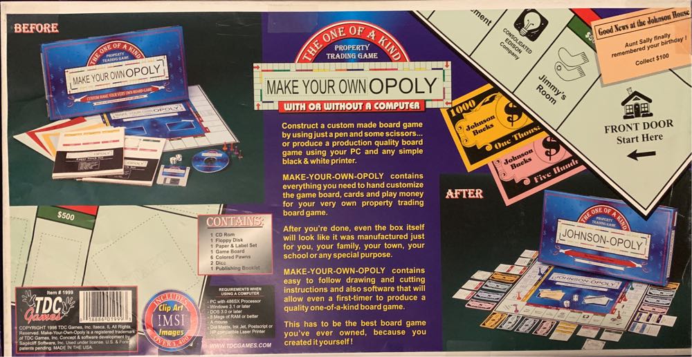 Monopoly: Make Your Own Opoly  (2-6) board game collectible [Barcode 018886019993] - Main Image 2