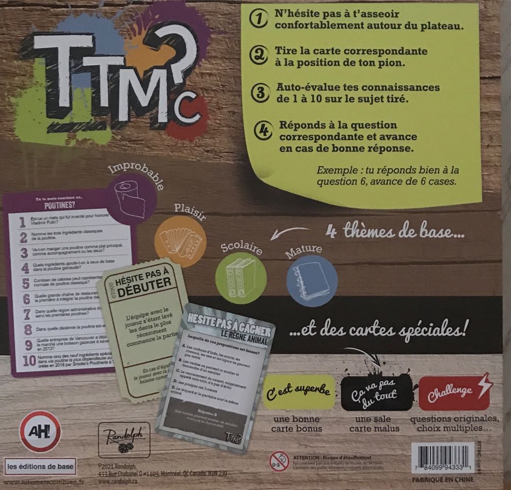 TTMC Tu Te Mets Combien ?  (2-16) board game collectible [Barcode 784099943331] - Main Image 3