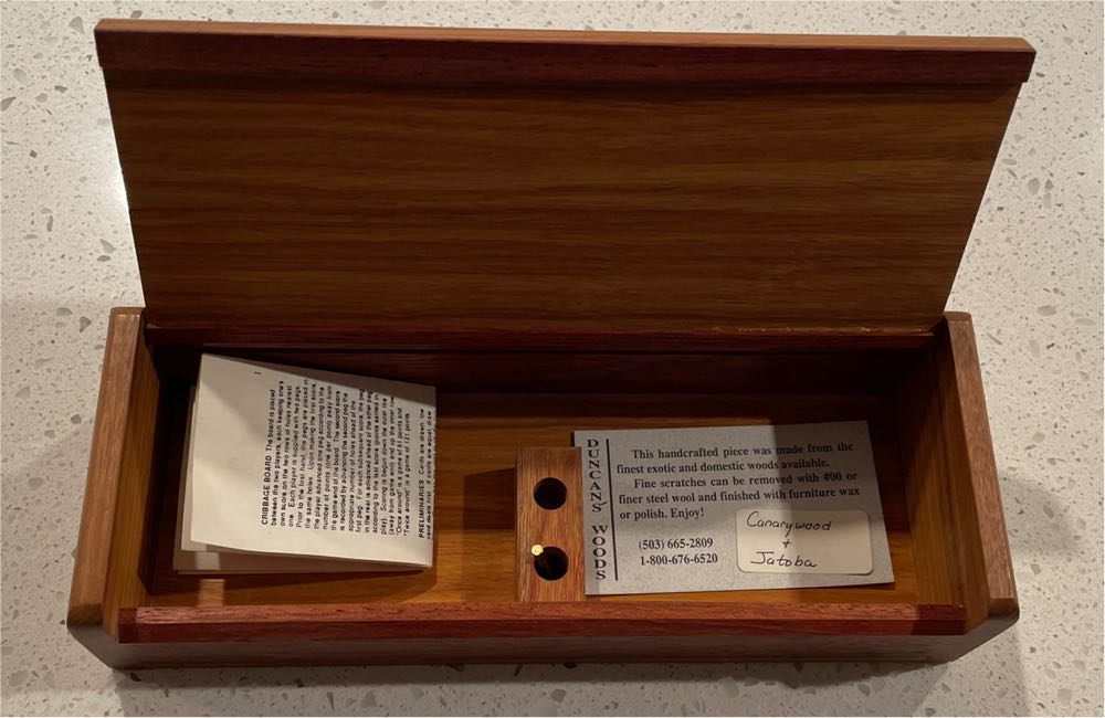 Duncan’s Woods Cribbage Board With Flip Up Top  (2 Twice Around) board game collectible - Main Image 2