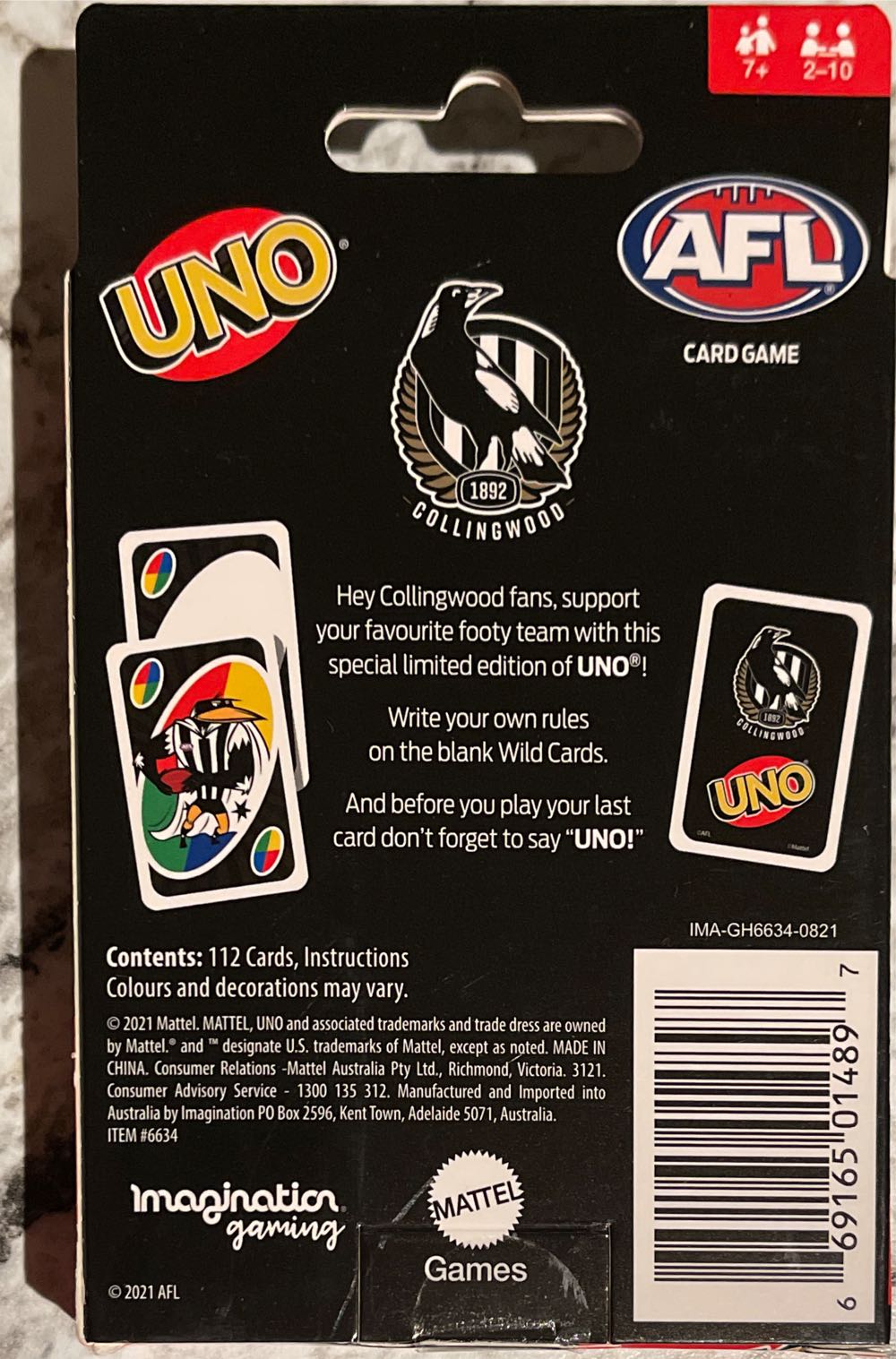 Collingwood AFL Uno  board game collectible - Main Image 2
