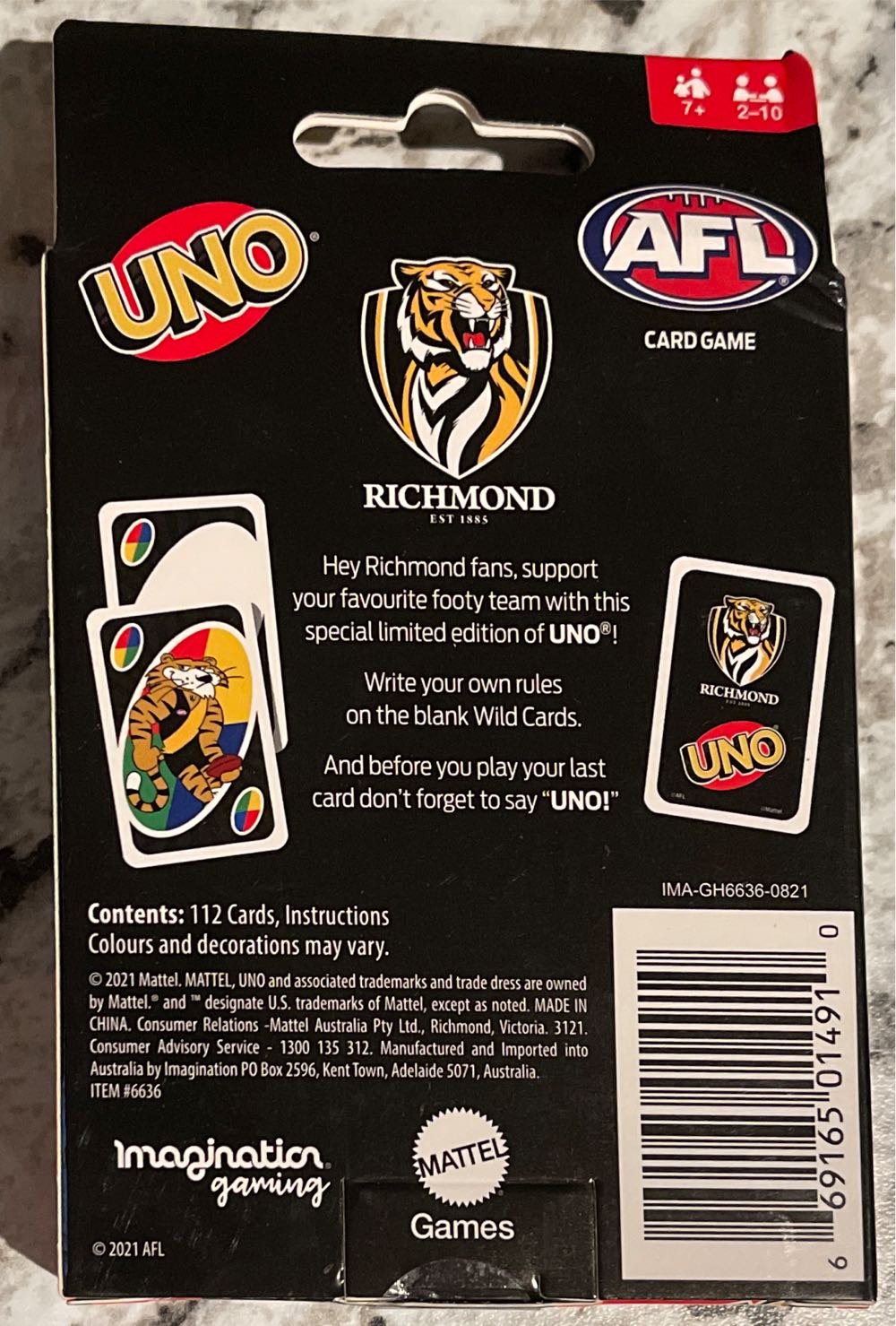 Richmond AFL Uno  board game collectible - Main Image 2