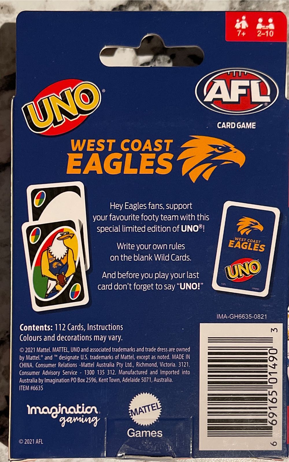 West Coast Eagles AFL Uno  board game collectible - Main Image 2