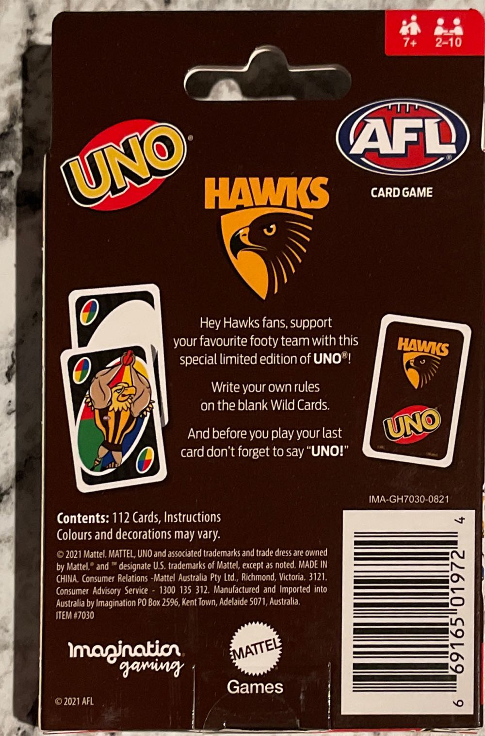 Hawks AFL Uno  board game collectible - Main Image 2
