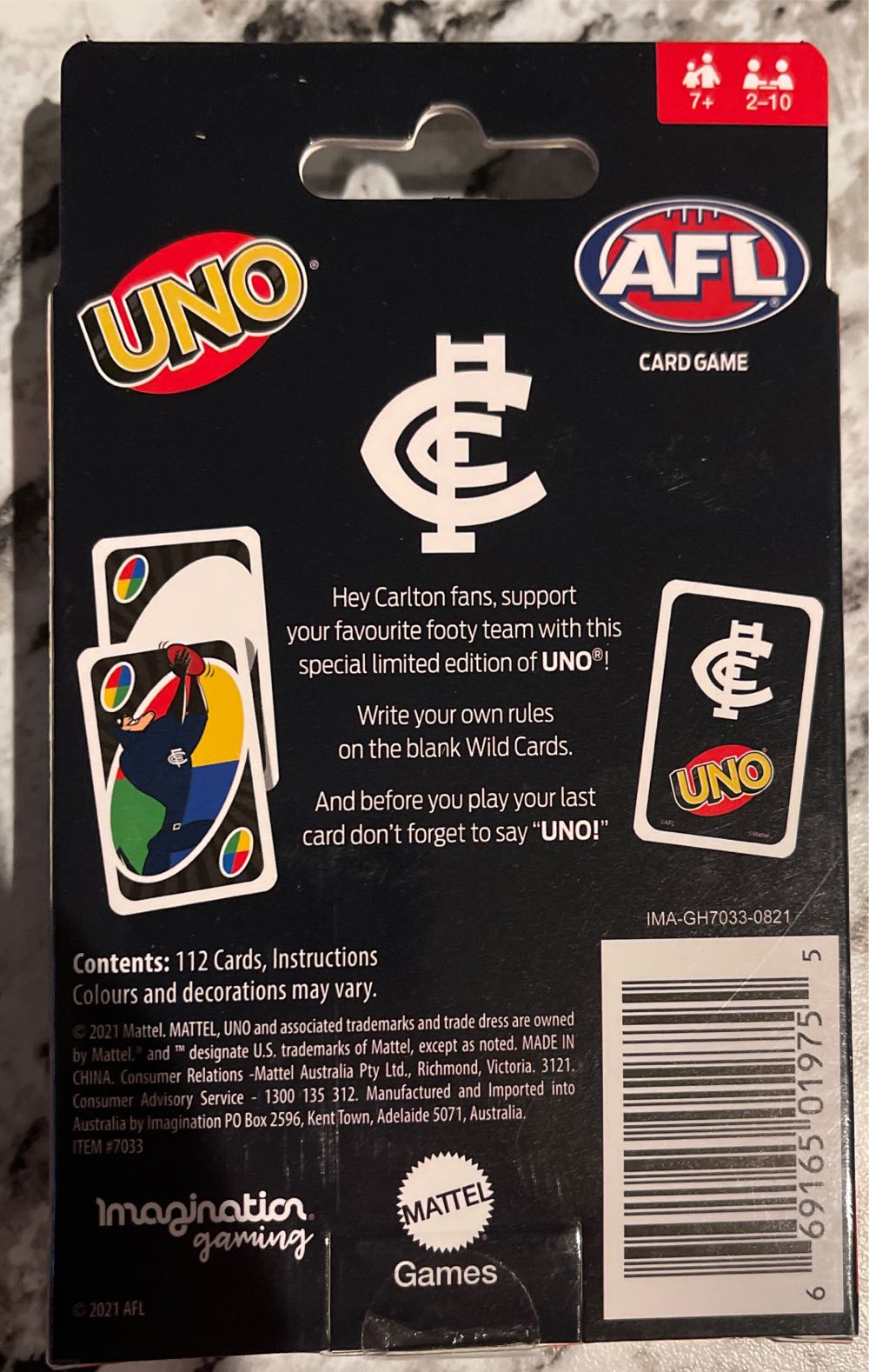 Carlton Fans Uno AFL  board game collectible - Main Image 2