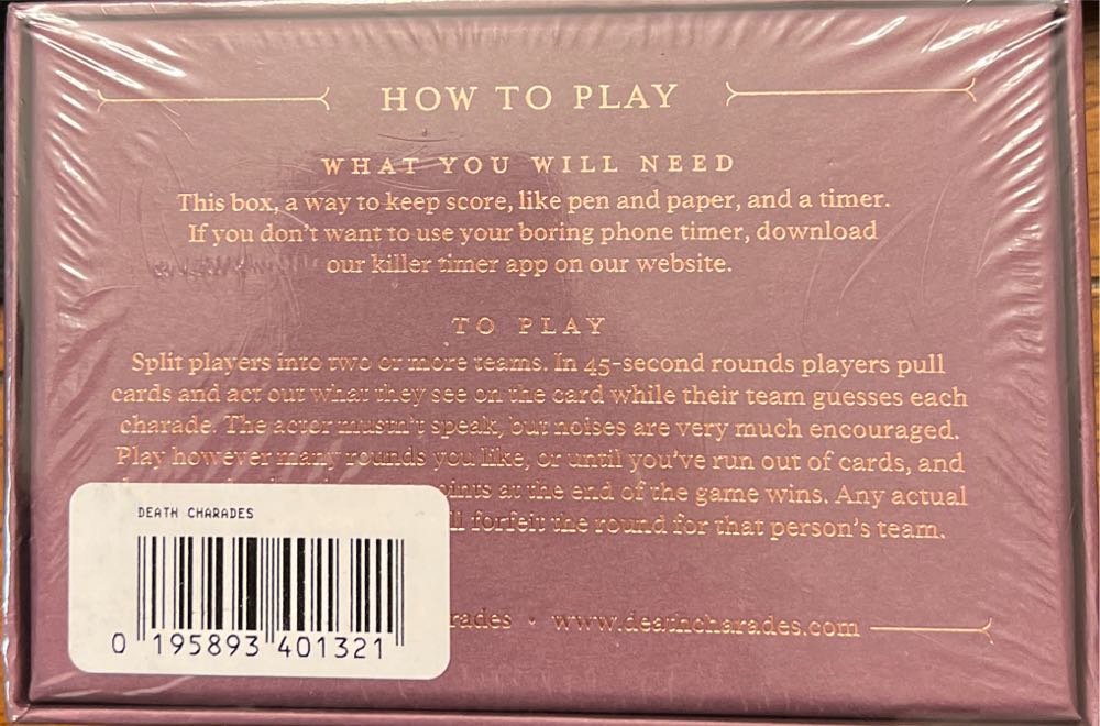 Death Charades  (2-20players) board game collectible [Barcode 195893401321] - Main Image 2