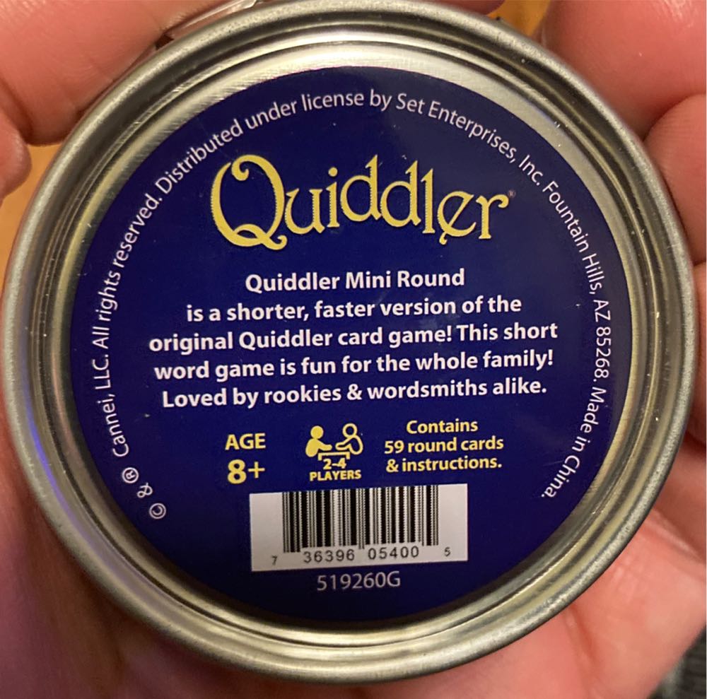 Quiddler Mini Round  (2-4) board game collectible - Main Image 2