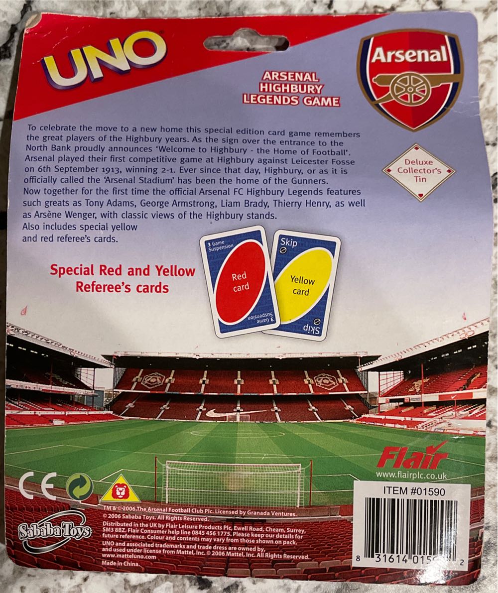 Arsenal Highbury Legends Uno Tin  board game collectible - Main Image 2