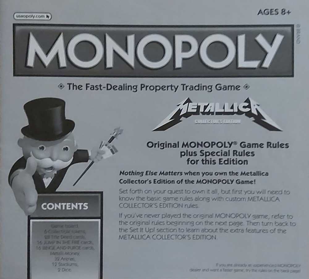 Monopoly: Metallica: Collector’s Edition   (2-6) board game collectible [Barcode 700304044280] - Main Image 4