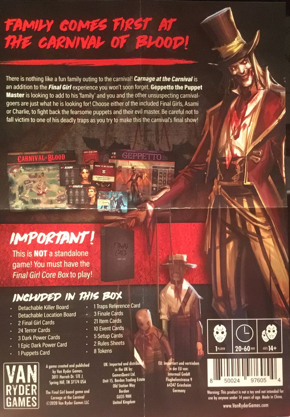 Final Girl S1: Carnage At The Carnival  (1) board game collectible [Barcode 850024976054] - Main Image 3