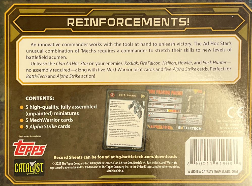 Battletech Clan Ad Hoc Star  board game collectible [Barcode 850011819098] - Main Image 2