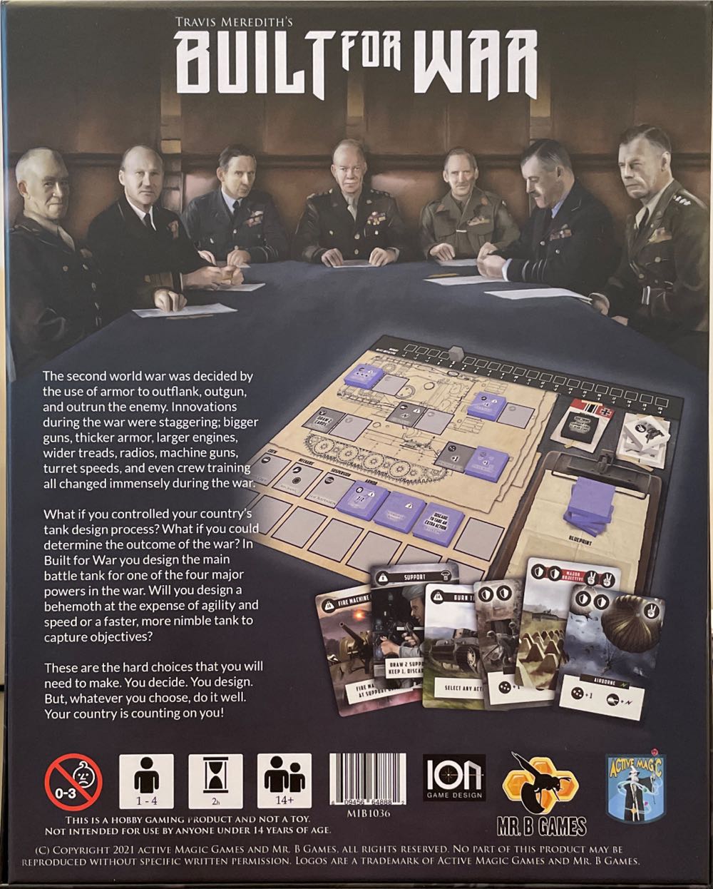Built For War : Design, Build, And Destroy World War II Tanks  (1-4) board game collectible [Barcode 609456648882] - Main Image 2