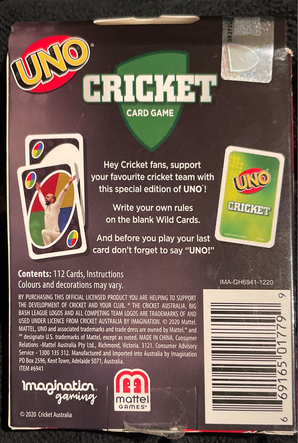 Australia Cricket Uno  board game collectible - Main Image 2