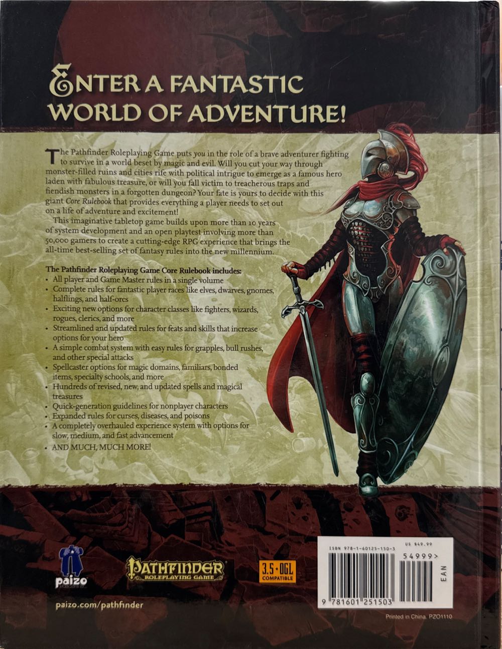 Pathfinder: Roleplaying Game - Core Rulebook  board game collectible [Barcode 9781601251503] - Main Image 2