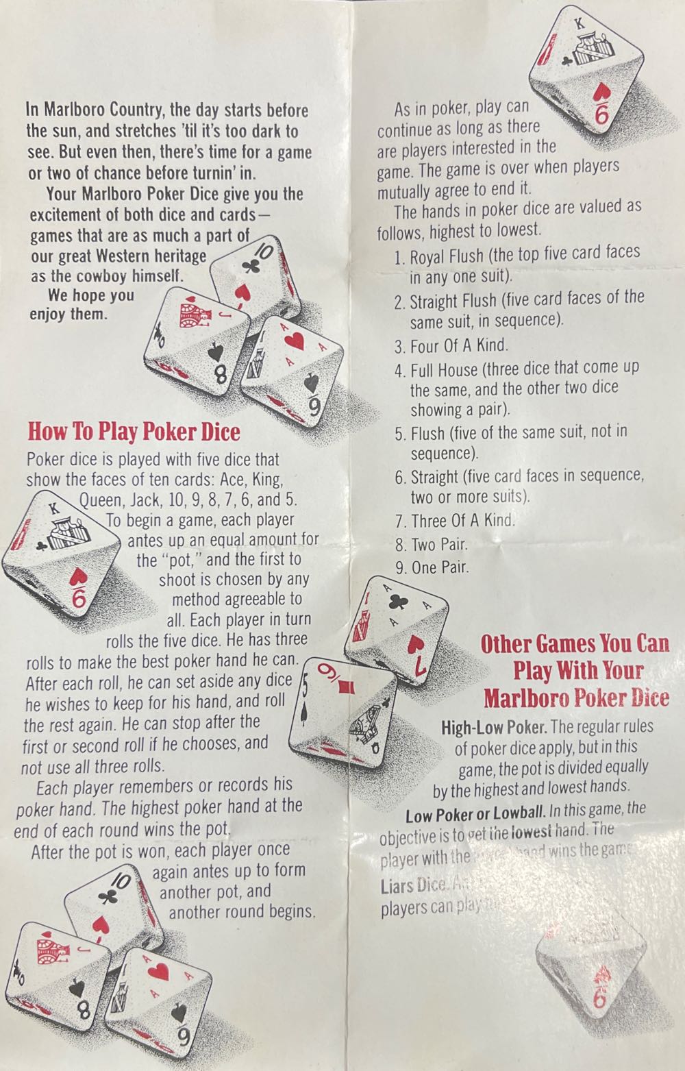 Marlboro: Poker Dice  board game collectible - Main Image 2