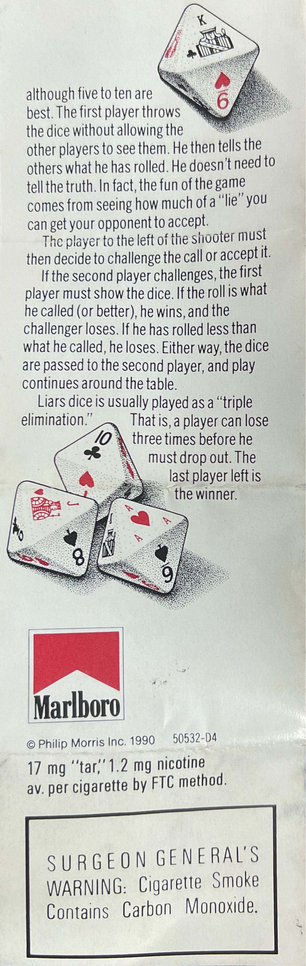 Marlboro: Poker Dice  board game collectible - Main Image 3