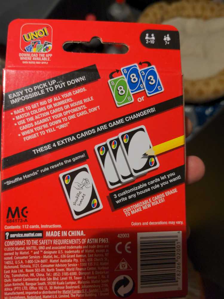 Uno With Customizable Wild Cards  board game collectible [Barcode 078206020016] - Main Image 2