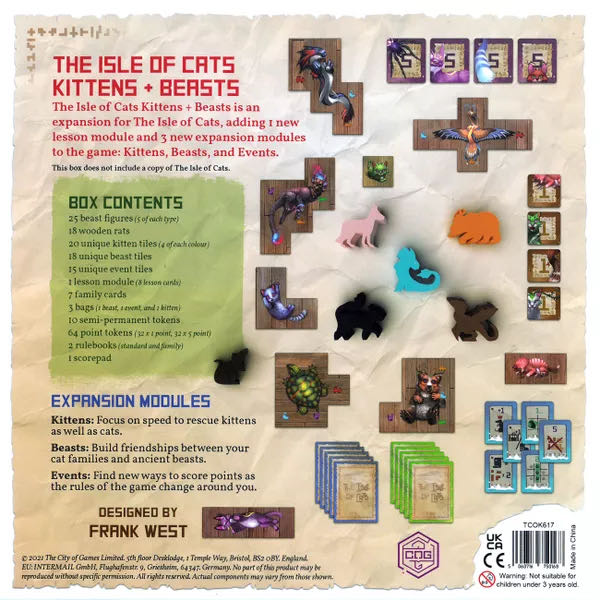 The Isle of Cats: Kittens + Beasts (Expansion)  (1-6) board game collectible [Barcode 5060716750168] - Main Image 2