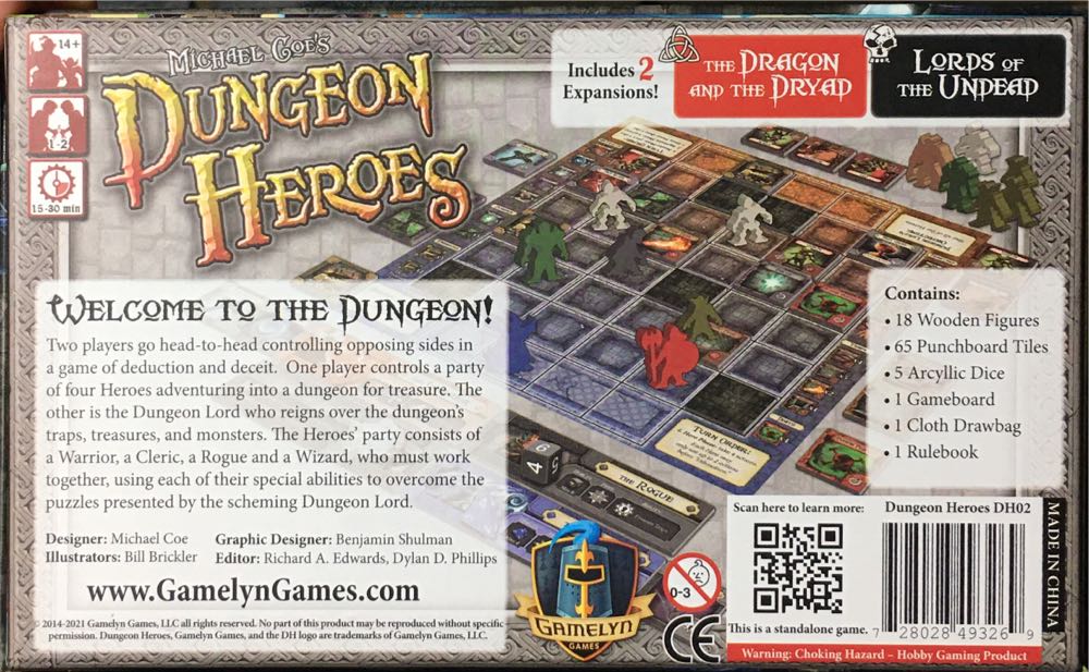 Dungeon Heroes (& Expansions: The Dragon and the Triad & Lords of the Undead)  (1-2) board game collectible [Barcode 728028493269] - Main Image 2