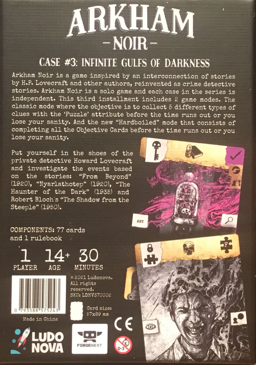 Arkham Noir - Case #3: Infinite Gulfs of Darkness  (1) board game collectible [Barcode 793588575243] - Main Image 2