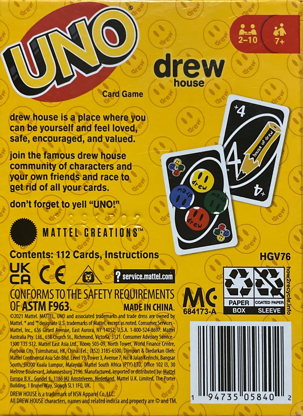 UNO® • Drew House (Mattel Creations)  (2-10) board game collectible [Barcode 194735058402] - Main Image 2