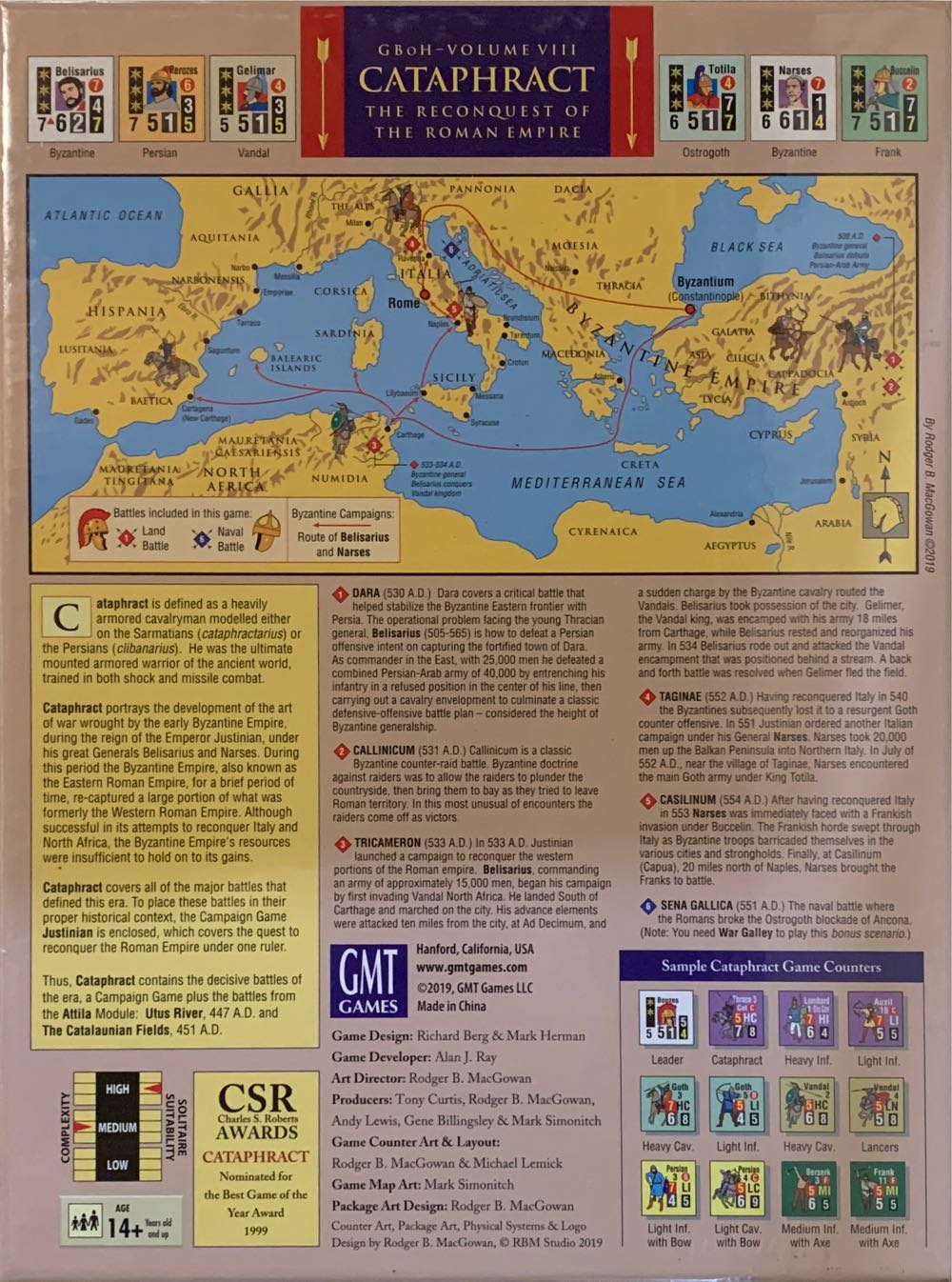 GBoH Vol VIII: Cataphract - The Reconquest of the Roman Empire  board game collectible [Barcode 817054011797] - Main Image 2