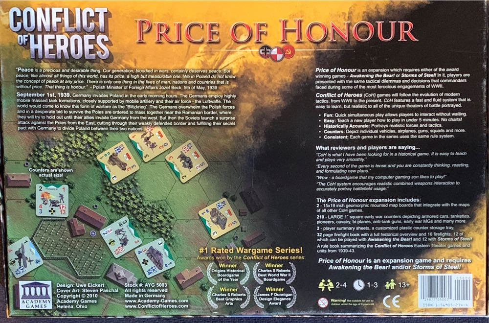 Conflict Of Heroes: Price Of Honour Poland  (2-4) board game collectible [Barcode 029877050031] - Main Image 2