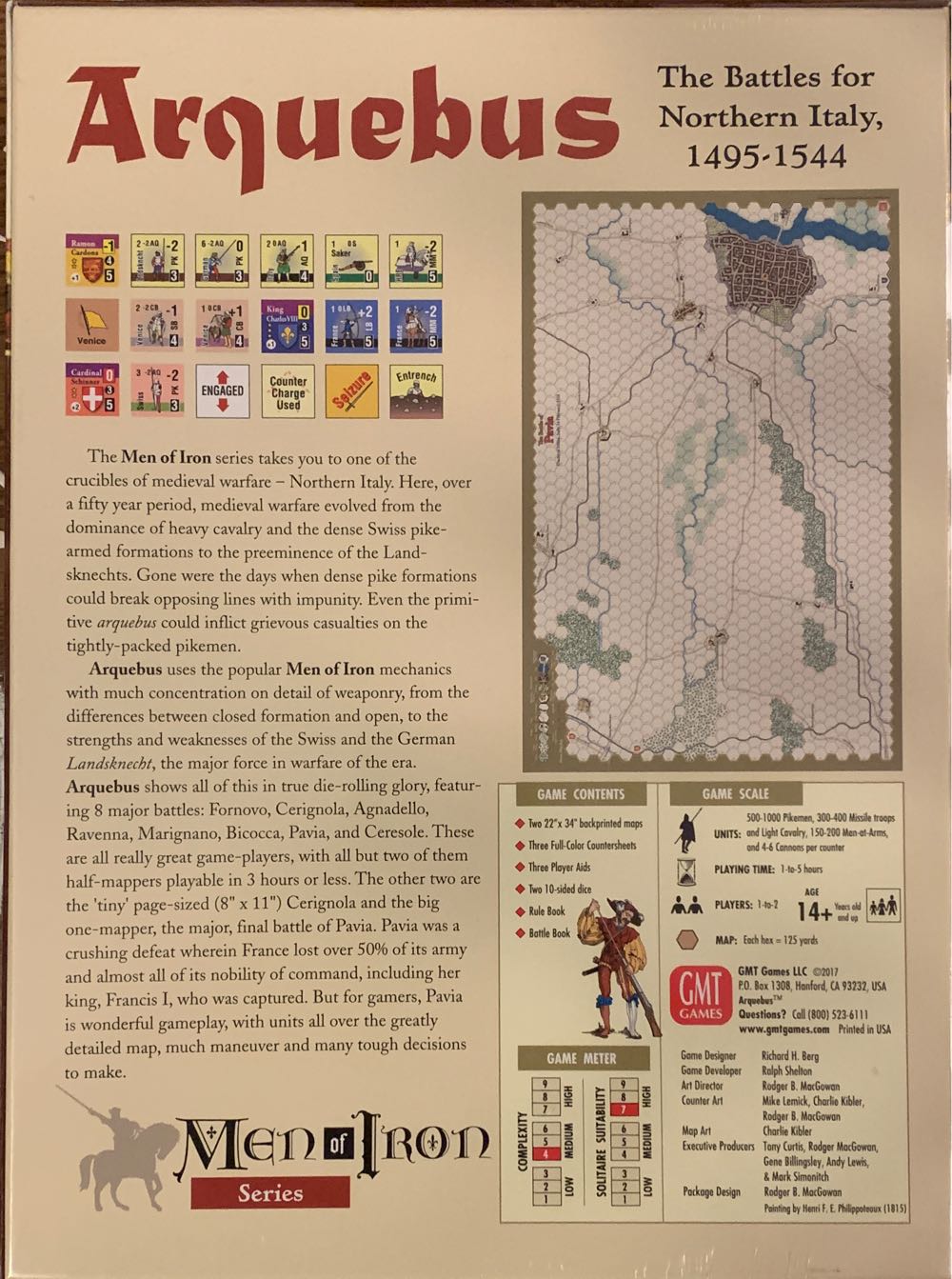 Men Of Iron Volume IV: Arquebus - The Battles For Northern Italy 1495-1544  (1-2) board game collectible [Barcode 817054011377] - Main Image 2