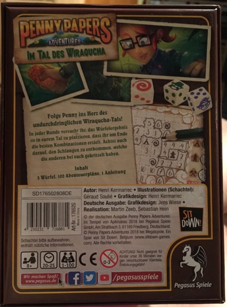 Penny Papers, Im Tal des Wiraqucha  (1-100) board game collectible - Main Image 2