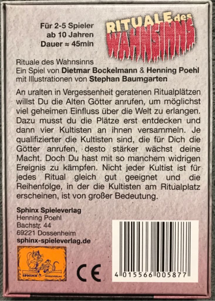 Rituale des Wahnsinns  (2-5) board game collectible - Main Image 2