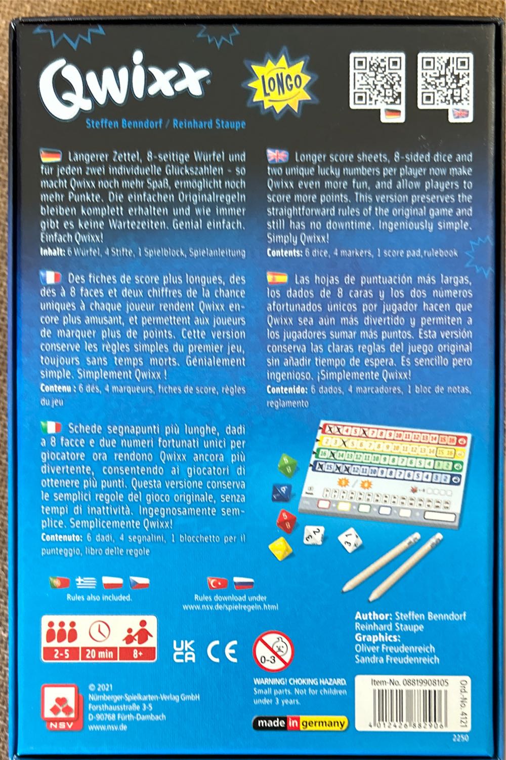 Qwixx - Longo  (2-5 (6)) board game collectible [Barcode 4012426882906] - Main Image 3