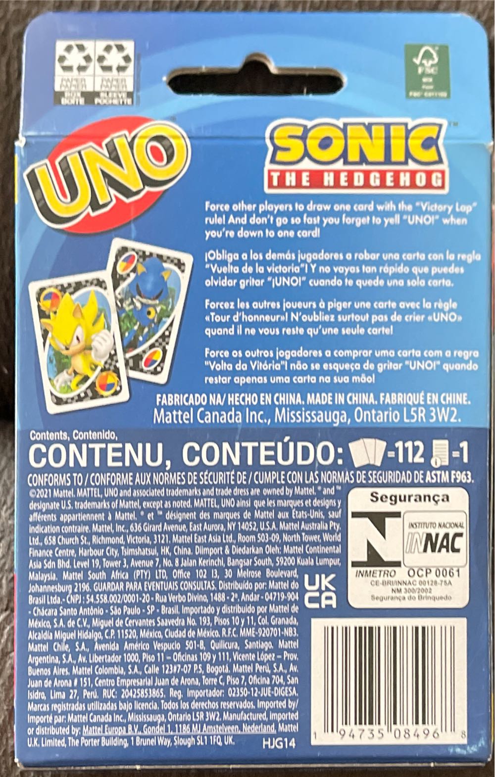 Sonic The Hedgehog Uno  board game collectible - Main Image 2