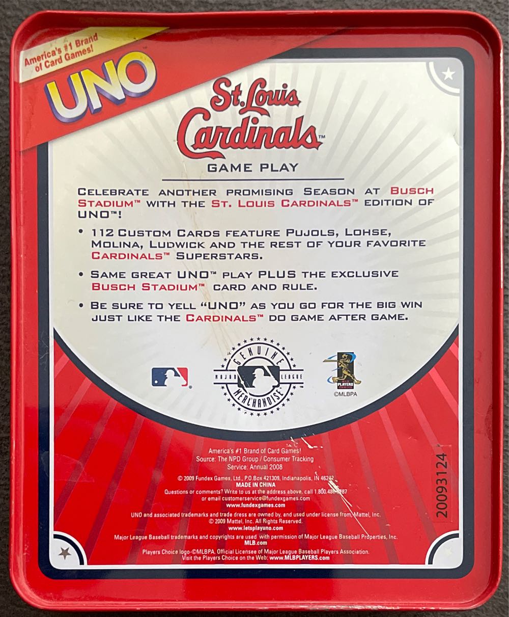 ST Louis Cardinal Uno Tin  board game collectible - Main Image 2