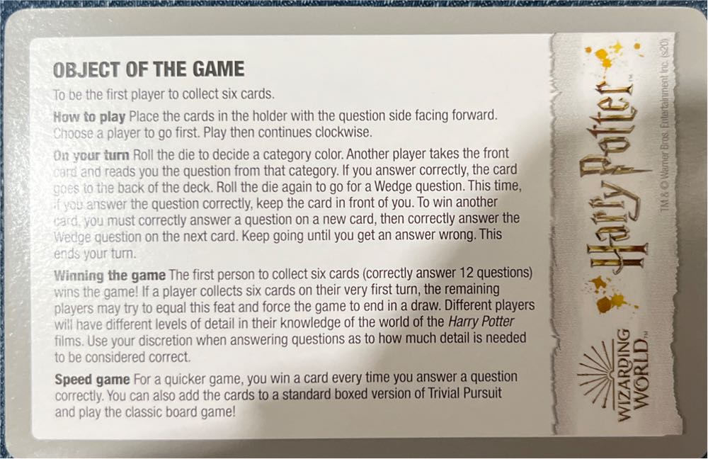 Trivial Pursuit Harry Potter  (2+) board game collectible - Main Image 2