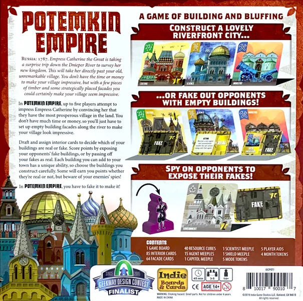 Potemkin Empire  (3-5) board game collectible [Barcode 810017900107] - Main Image 2