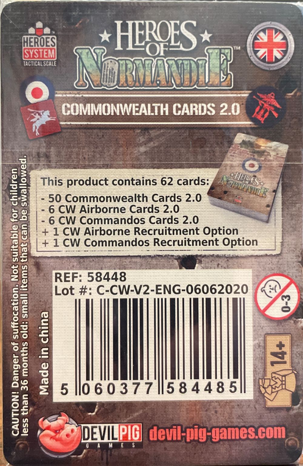 Heroes Of Normandie: Commonwealth Cards 2.0  board game collectible [Barcode 5060377584485] - Main Image 2