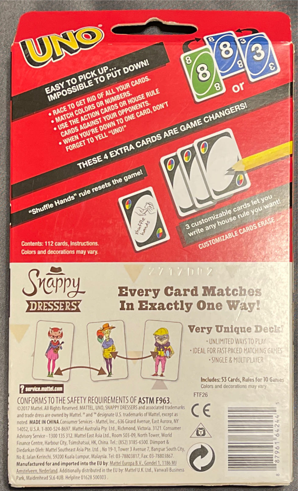 Uno Snappy Dressers Duo  board game collectible - Main Image 2