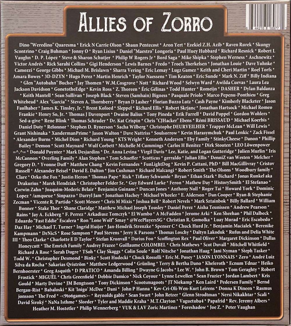 Zorro The Dice Game: Deluxe Kickstarter Box  board game collectible [Barcode 644216169771] - Main Image 2