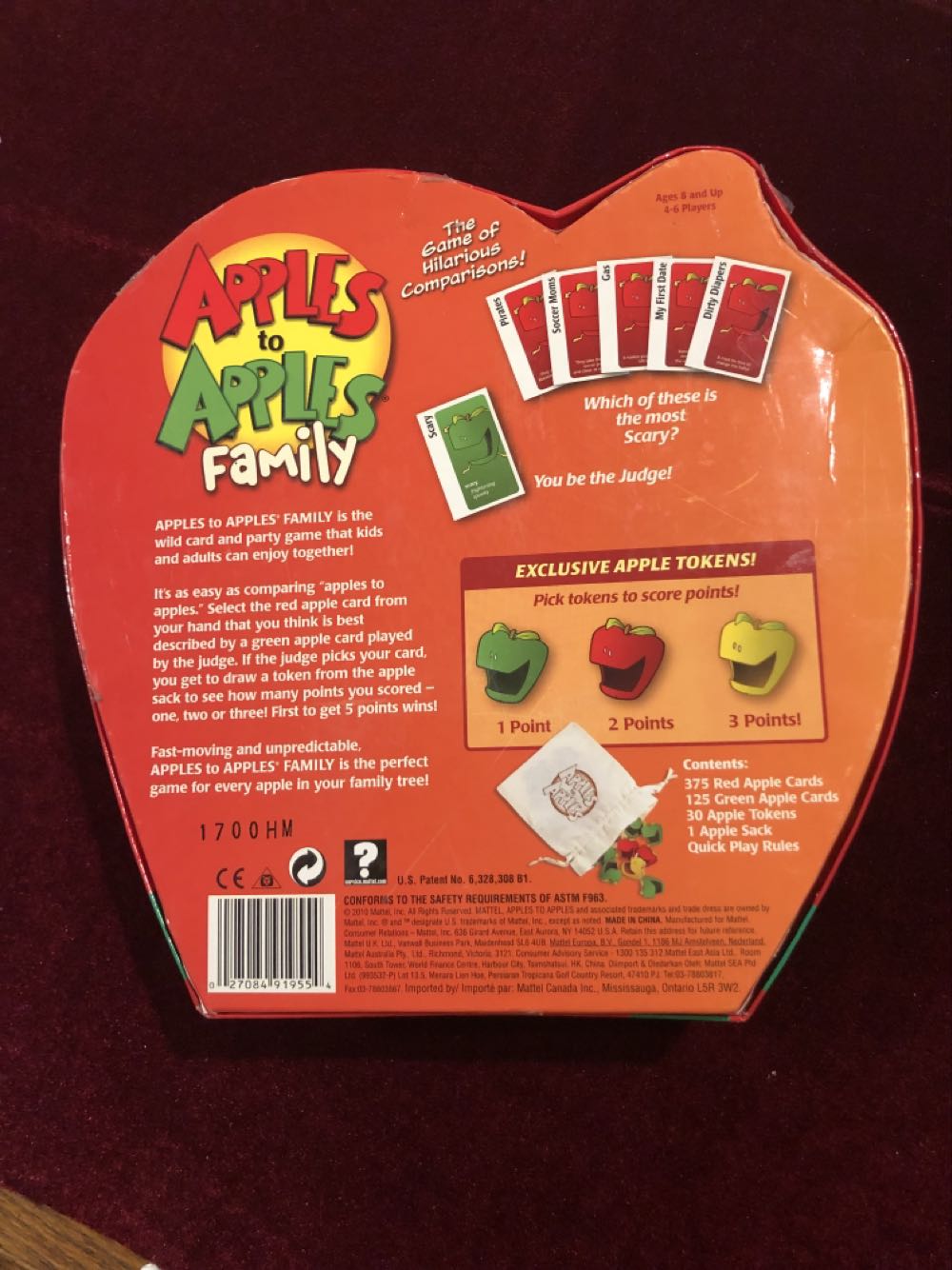 Apples To Apples: Family  (4-6) board game collectible [Barcode 027084919554] - Main Image 2