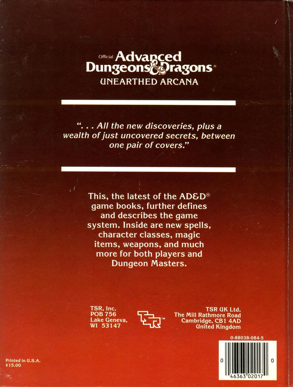 AD&D: Unearthed Arcana  board game collectible [Barcode 046363020170] - Main Image 2