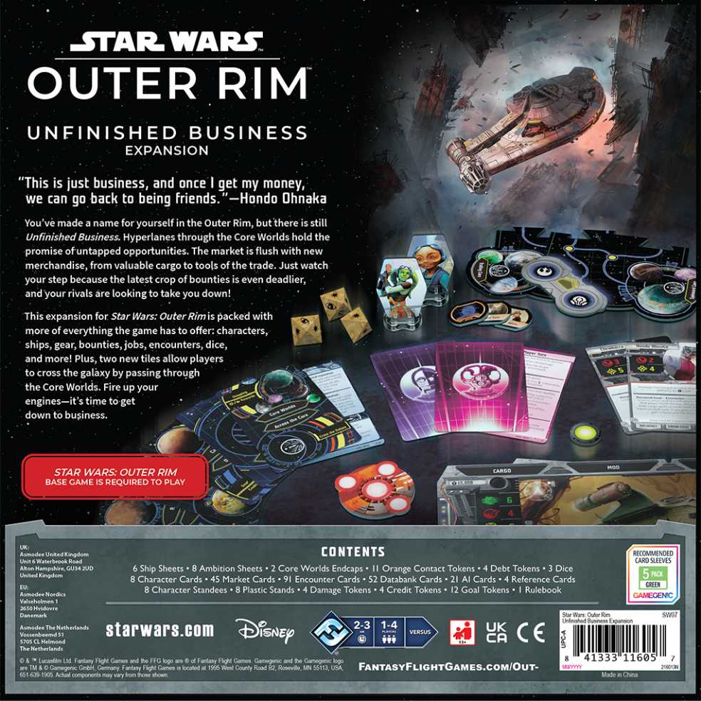 Outer Rim: Unfinished Business Expansion  (1-4) board game collectible [Barcode 841333116057] - Main Image 2