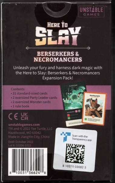 Here to Slay: Berserkers & Necromancers  (2-6) board game collectible [Barcode 810031366248] - Main Image 3