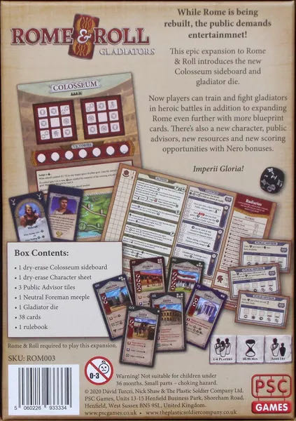 Rome & Roll: Gladiators  (1-4) board game collectible [Barcode 5060226933334] - Main Image 2