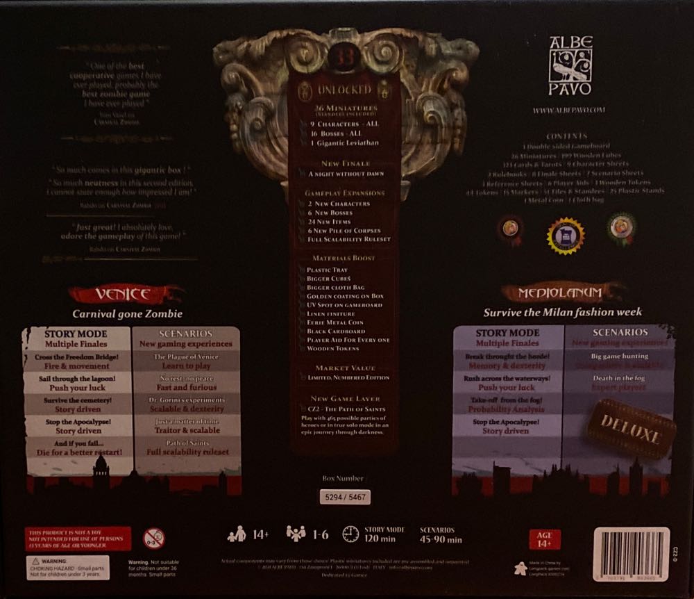 Carnival Zombie 2nd Edition - Deluxe Kickstarter  (1-6) board game collectible [Barcode 703791903665] - Main Image 2