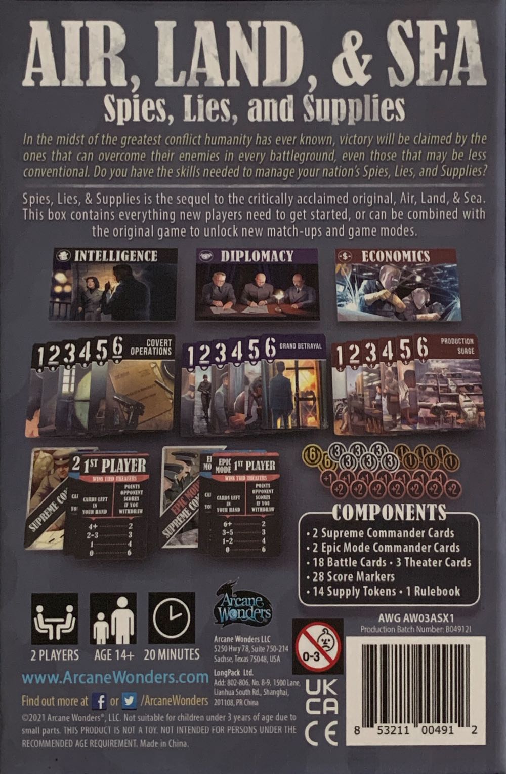 Air, Land & Sea: Spies Lies & Supplies  (2) board game collectible [Barcode 853211004912] - Main Image 2
