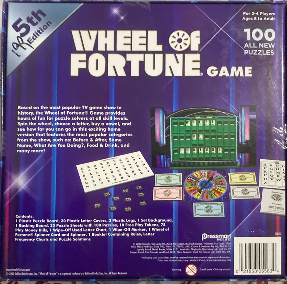 Wheel Of Fortune 5th Edition  (2-4) board game collectible [Barcode 021853055634] - Main Image 2