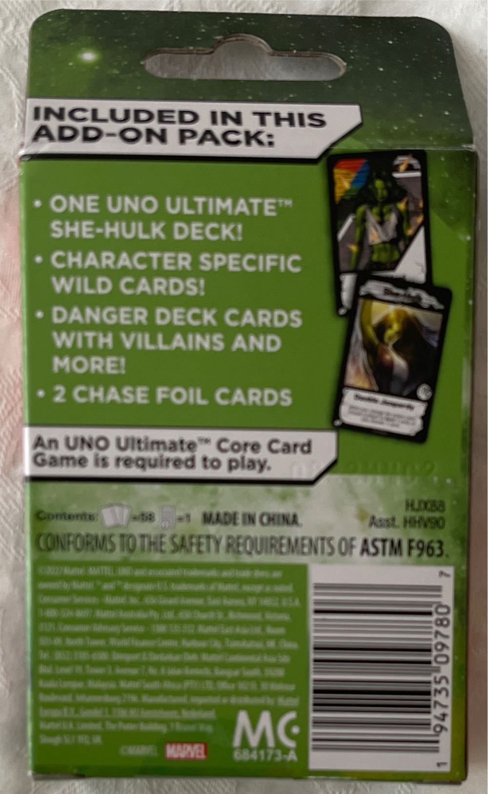 Uno Ultimate: Marvel She Hulk Add On Pack  board game collectible - Main Image 2