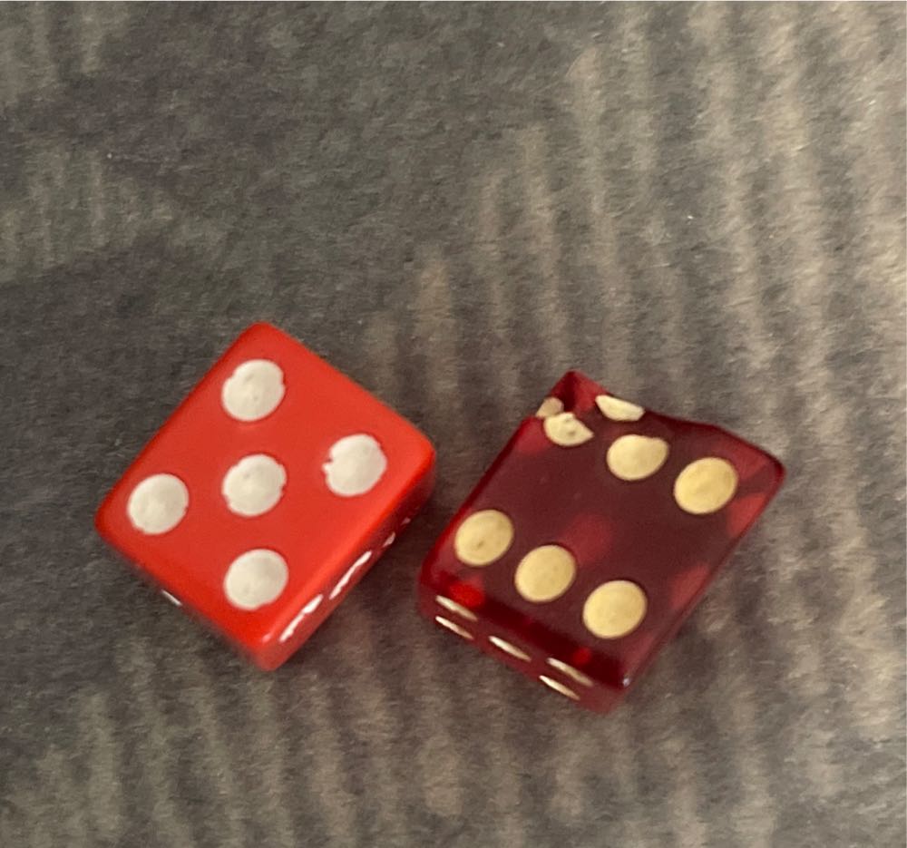 White And Red 6 Sided Dice  board game collectible - Main Image 2